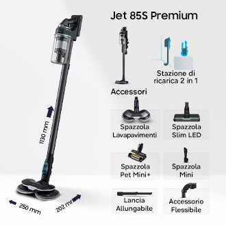 Aspirapolvere senza filo Samsung Jet 85S Premium 250W VS70H25WPT Teal Green