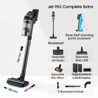 Aspirapolvere senza filo Samsung Jet 95S Complete Extra 280W VS70H28GEK Satin Black