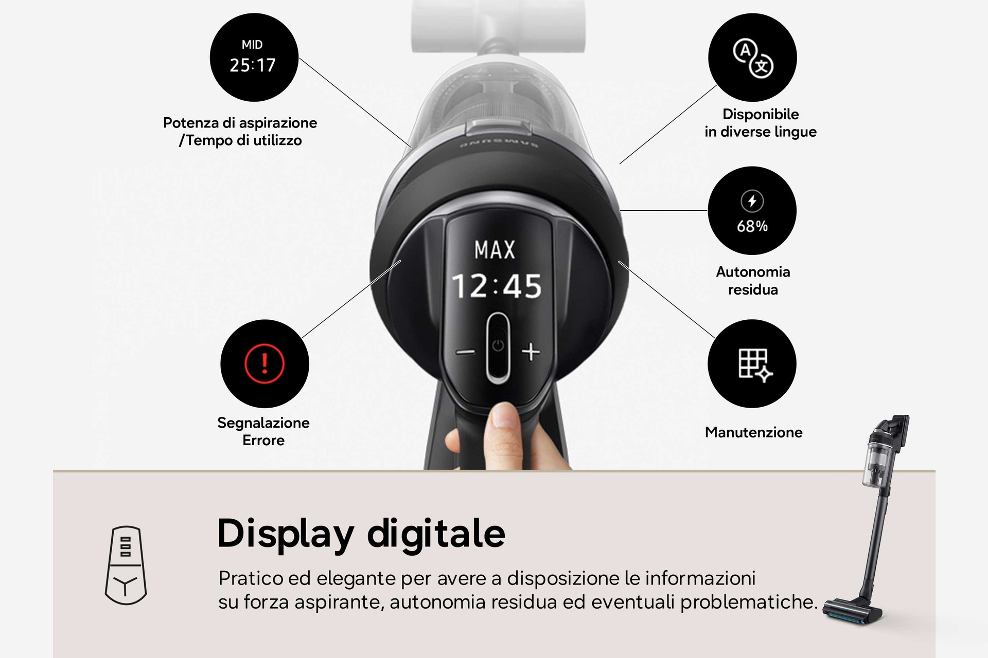 Aspirapolvere senza filo Samsung Jet 95S Complete Extra 280W VS70H28GEK Satin Black
