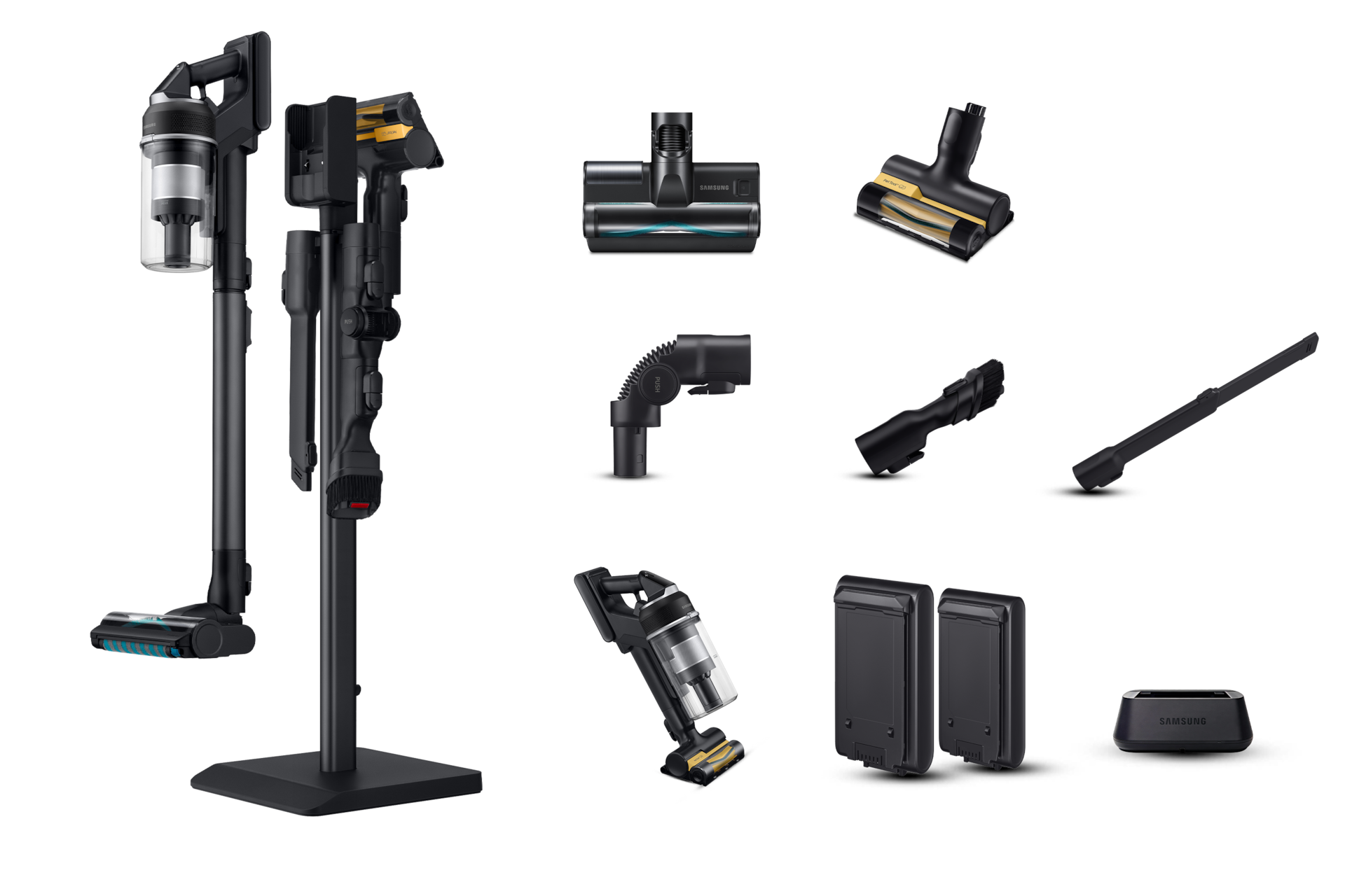 Jet 95S Stick Vacuum Cleaner 280W / 60min 2.49kg with the Slim LED Brush Front Satin Black 