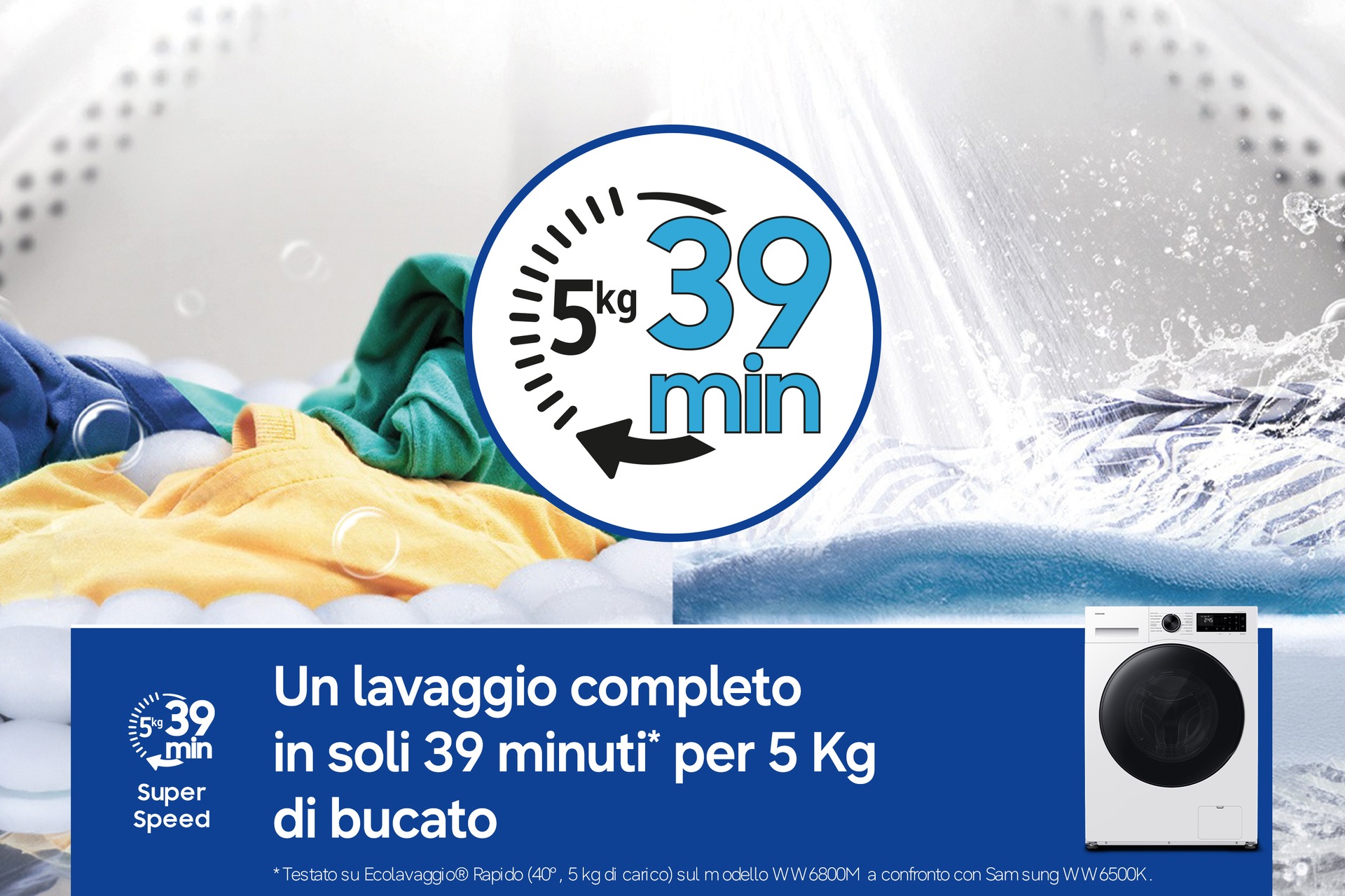 Lavasciuga Samsung Crystal Clean 9/6Kg WD90HG5U34BEET ‎ ‎ ‎ Bianco