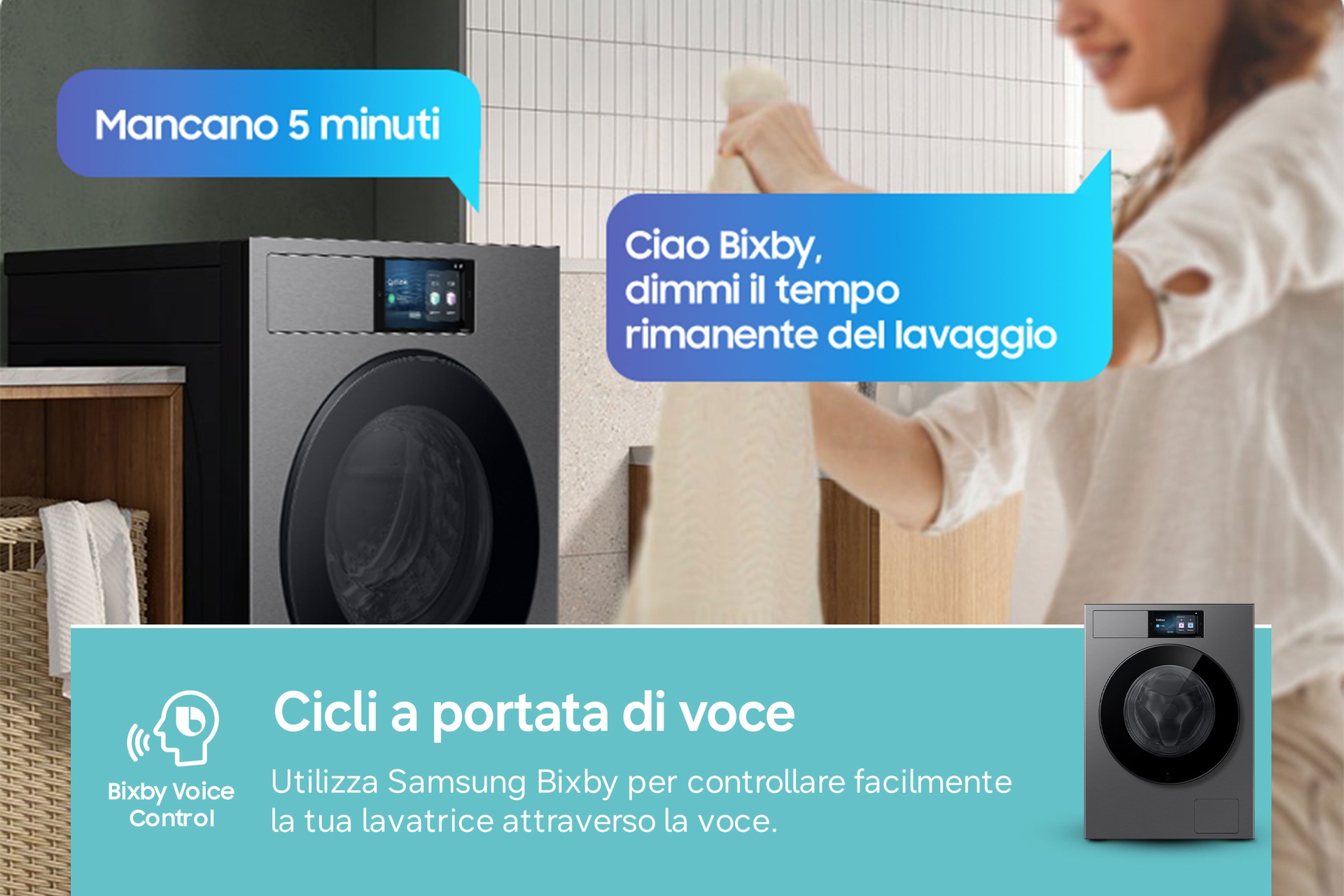 Lavatrice Samsung Bespoke AI Laundry 9kg WF90H09C4ST2 Gray