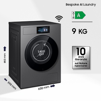 Lavatrice Samsung Bespoke AI Laundry 9kg WF90H09C4ST2 Gray