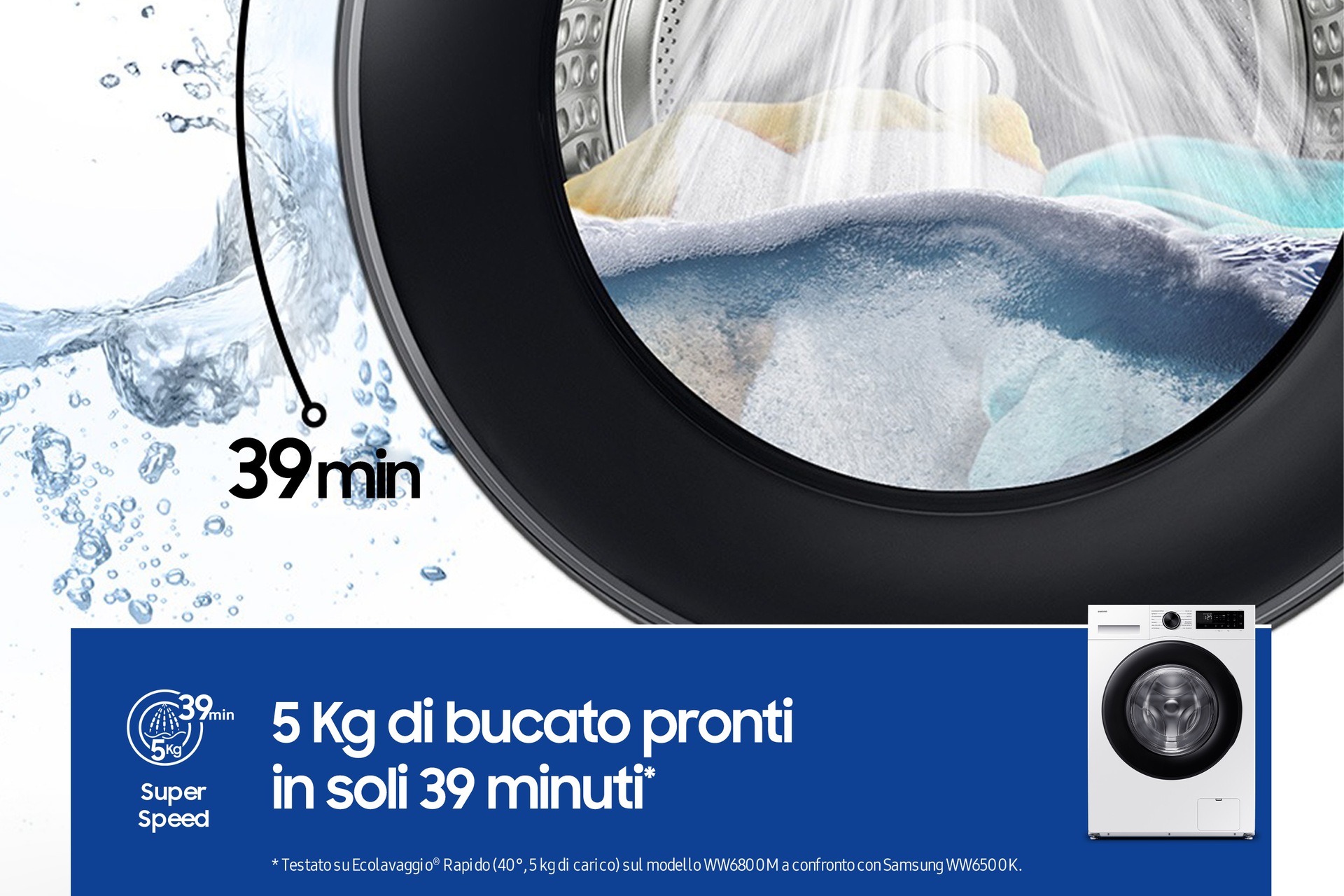 Lavatrice Samsung Crystal Clean 10Kg WW10FG5U34AEET White