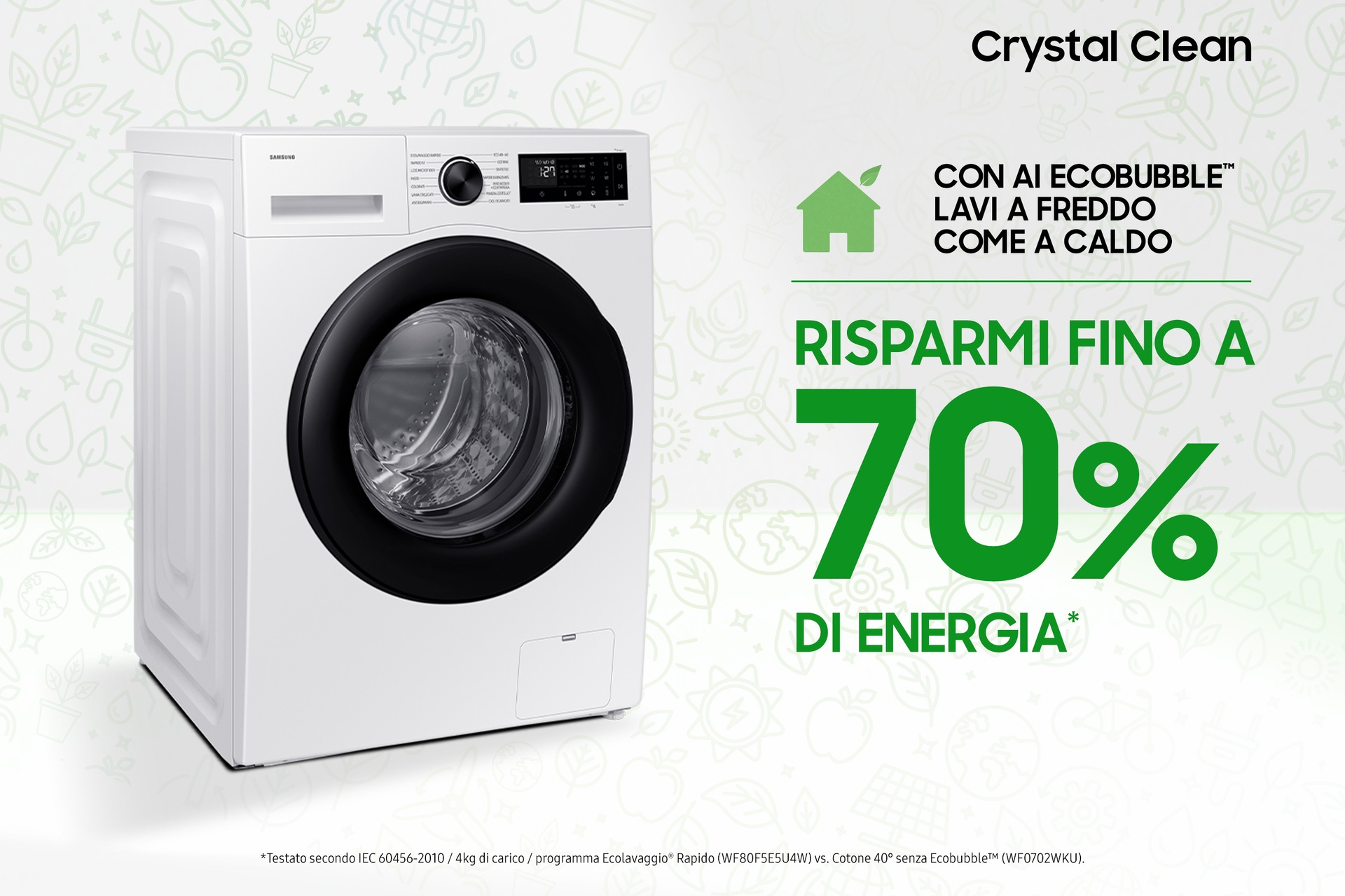 Lavatrice Samsung Crystal Clean 10Kg WW10FG5U34AEET White
