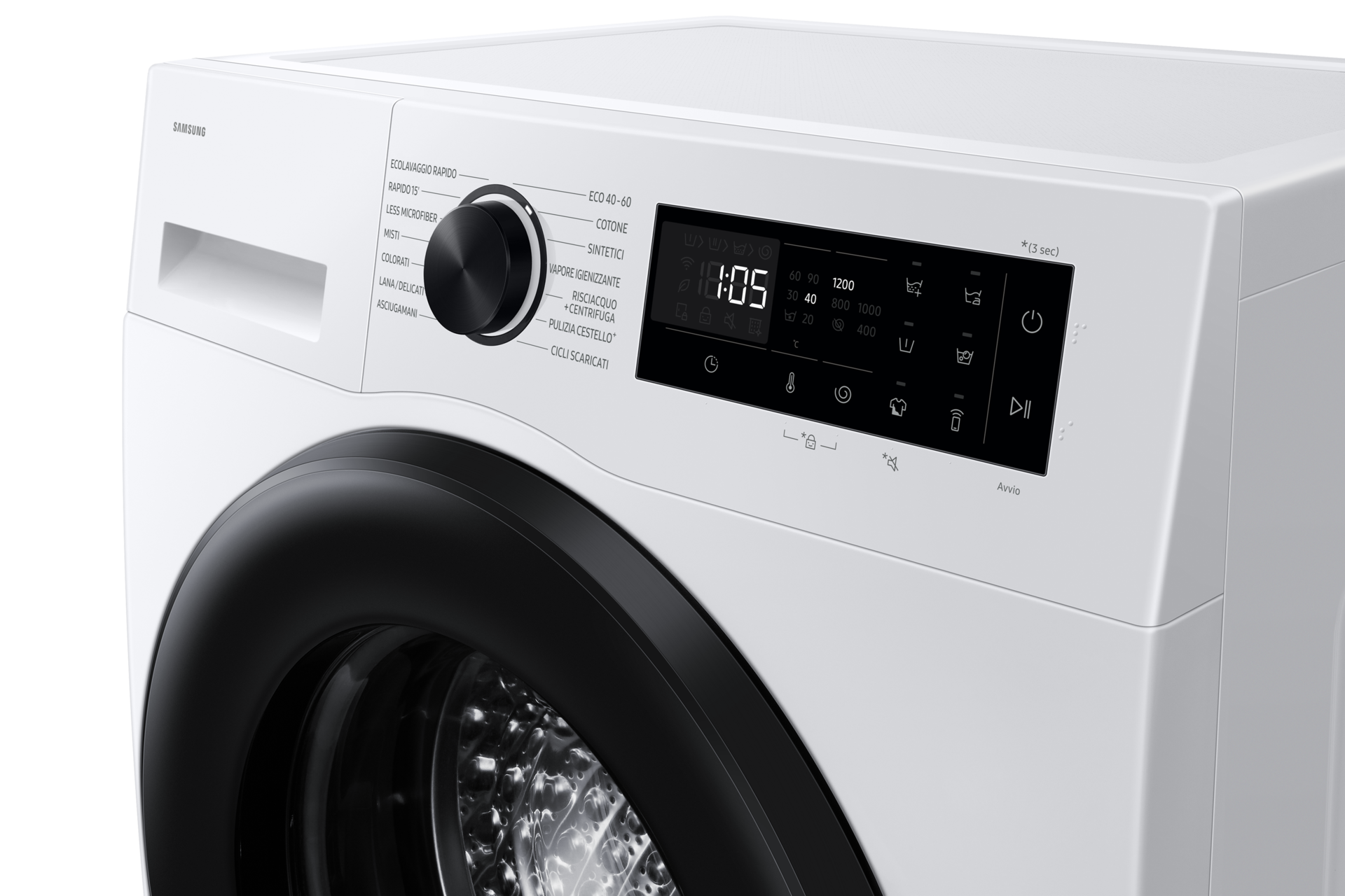 Laundry with Grade A Energy Efficiency and AI Ecobubble 8kg Panel-Control White 