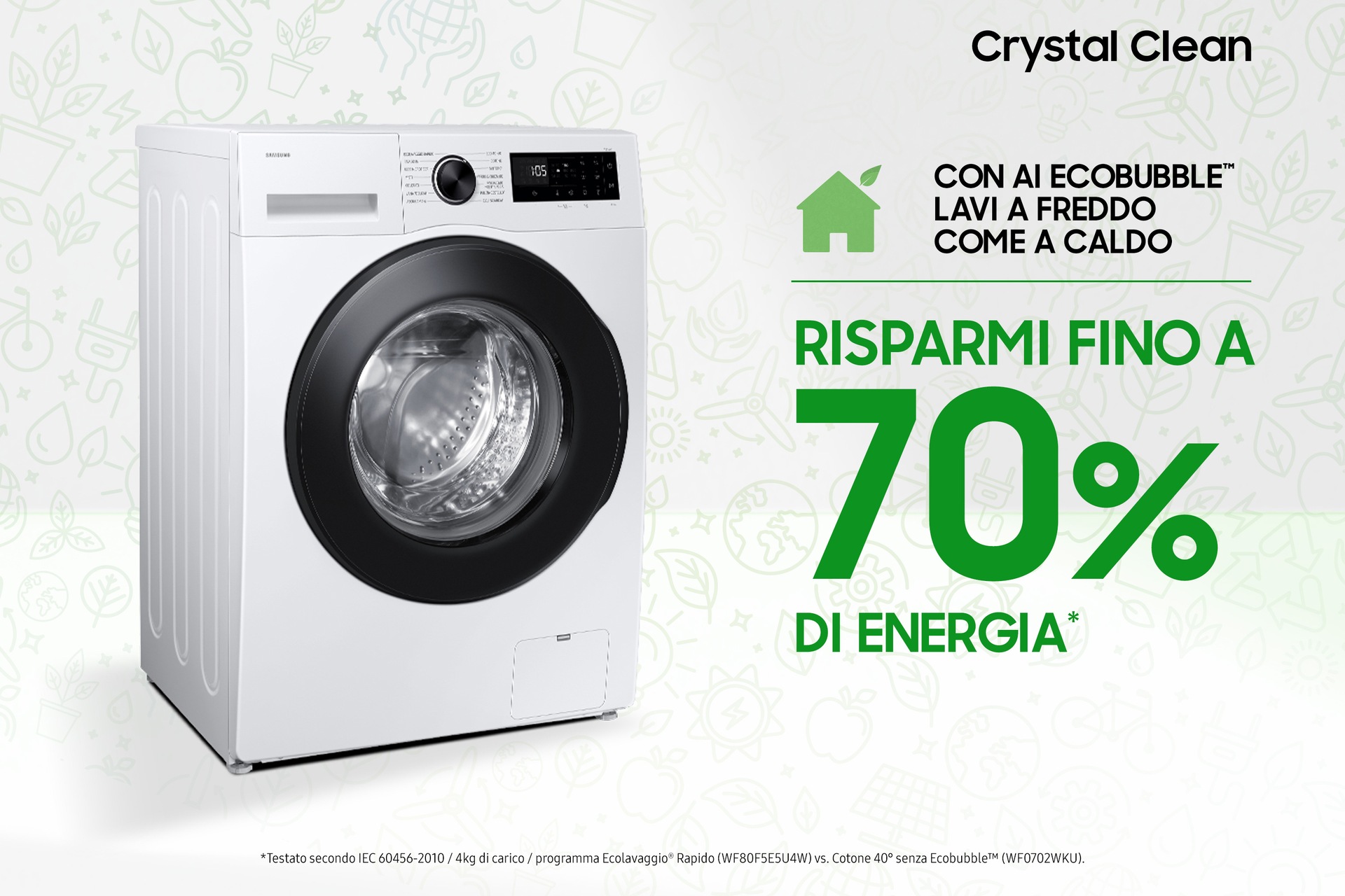 Lavatrice Samsung Crystal Clean Slim 8Kg WW80FG5L32AEET White