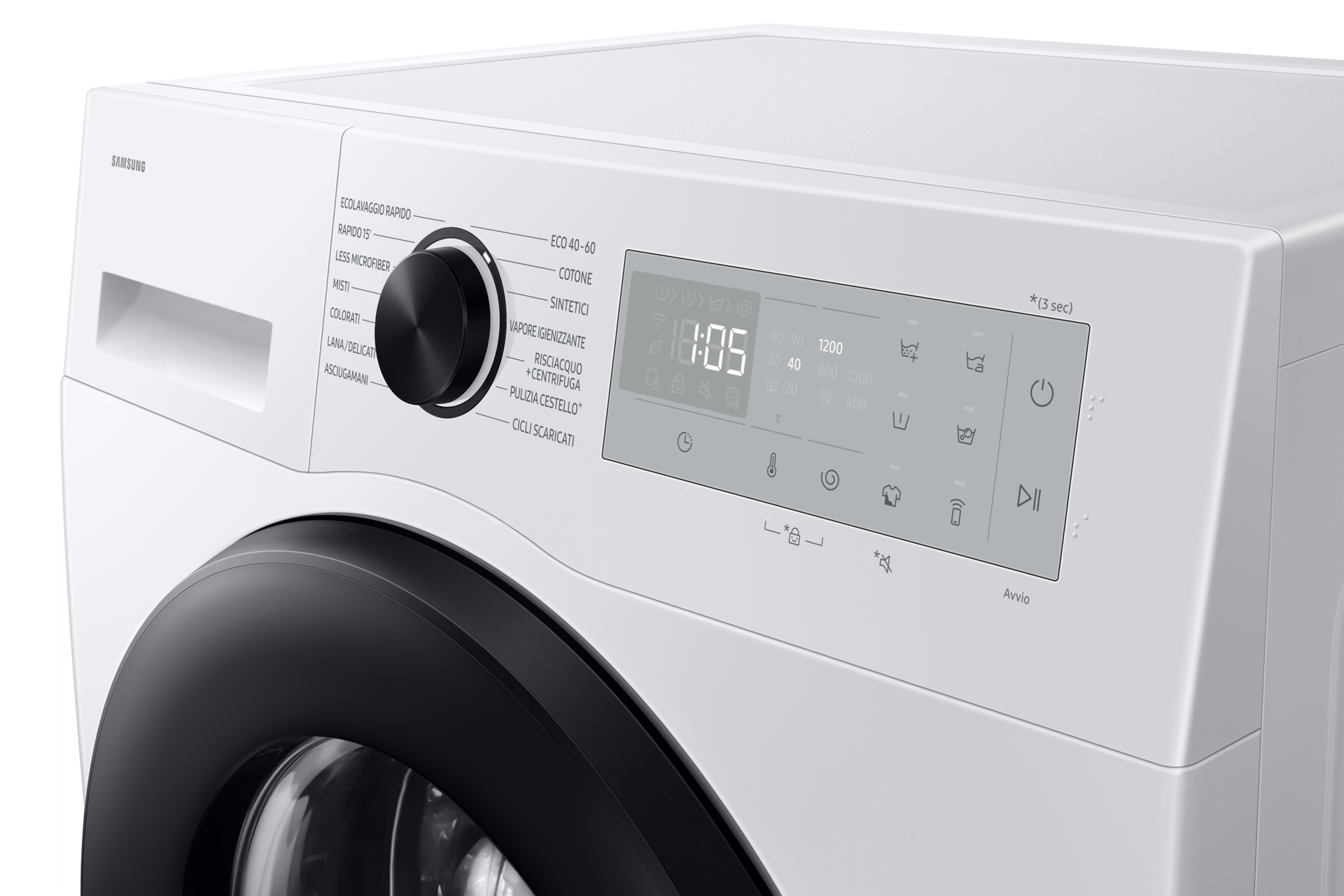 Laundry with Grade A Energy Efficiency and AI Ecobubble 8kg Panel-Control White 