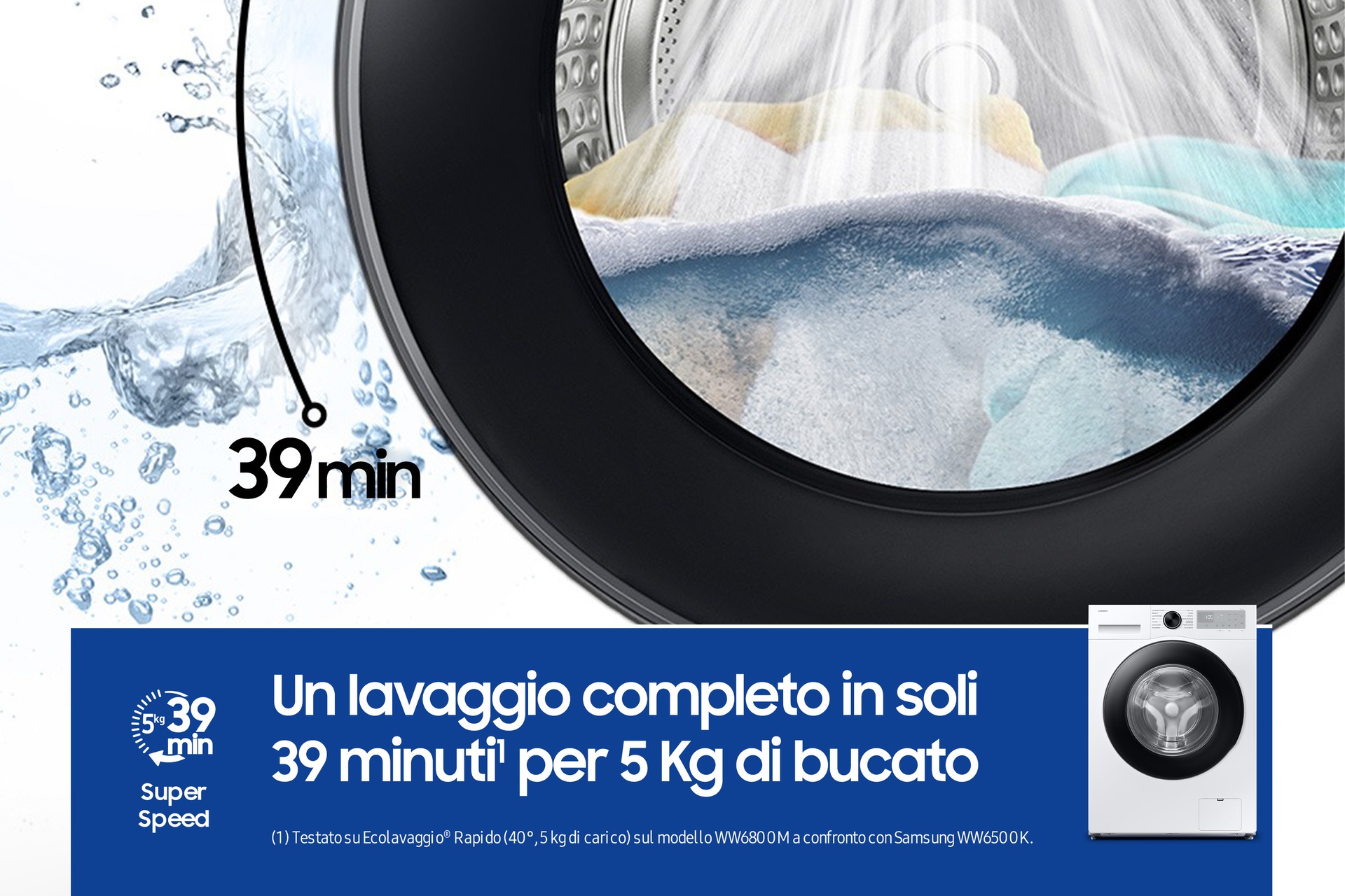 Lavatrice Samsung Crystal Clean Slim 8Kg WW80FG5L32AHET White