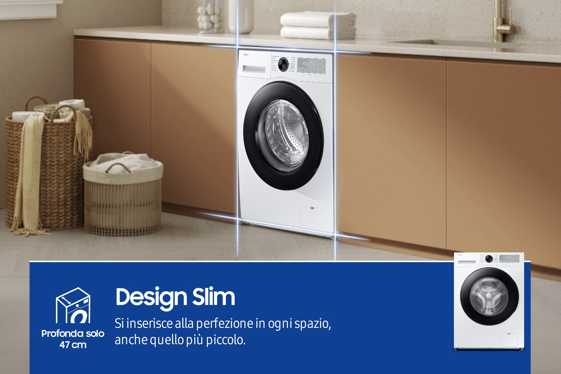 Lavatrice Samsung Crystal Clean Slim 8Kg WW80FG5L32AHET White