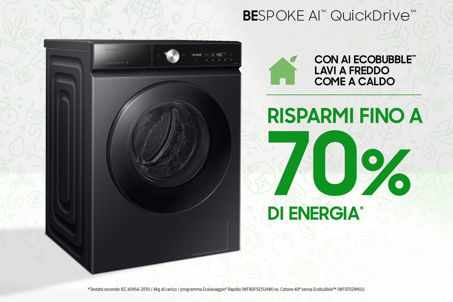 Lavatrice Samsung Bespoke AI™ Quickdrive 9kg WW90DB8U95GBU3 Black