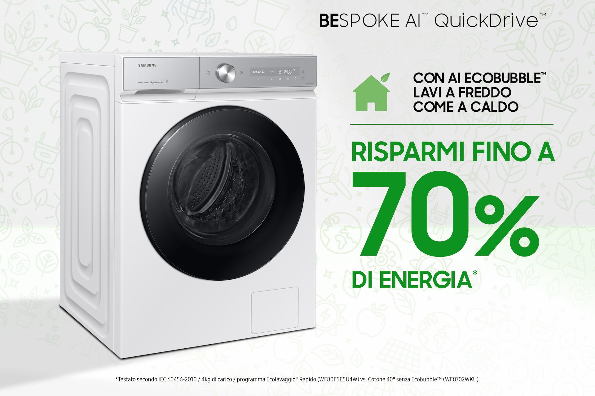 Lavatrice Samsung Bespoke AI™ Quickdrive 9kg WW90DB8U95GHU3 White