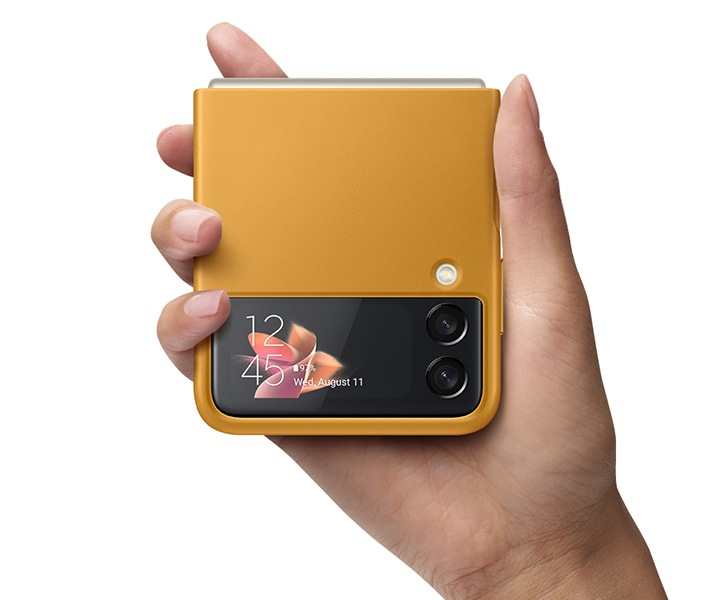 SAMSUNG - SAMSUNG純正　galaxy z flip3 レザーケース　マスタード Amazon.co.jp: Galaxy Z Flip3 5G Leather Cover/マスタード [by