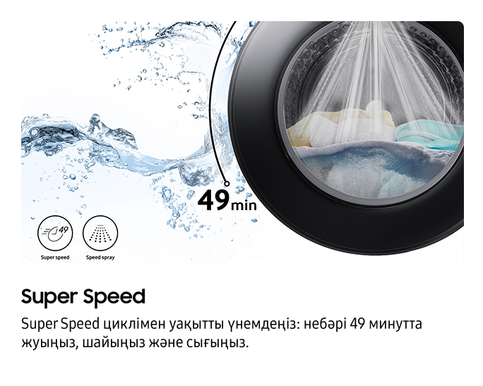 8 KG Кір жуу машинасы Енсіз  Ecobubble Ақ