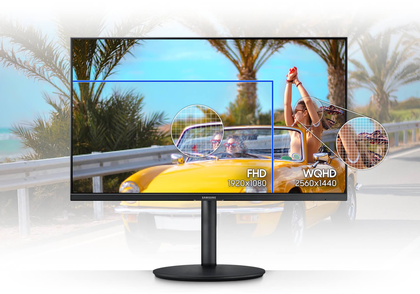 FHD resolution image is extended to WQHD which implies one can see more and in detail on the same size of monitor screen.