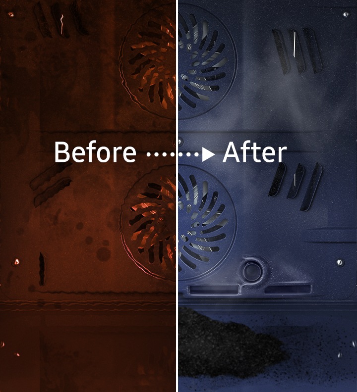 Shows the inside of the oven 