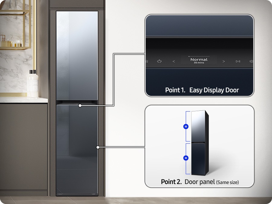 Air Dresser имеет две точки для удобного управления. Пункт 1. Удобная витринная дверца. Пункт 2. Дверная панель (того же размера). Дисплей расположен в центре изделия, поэтому им легко управлять.