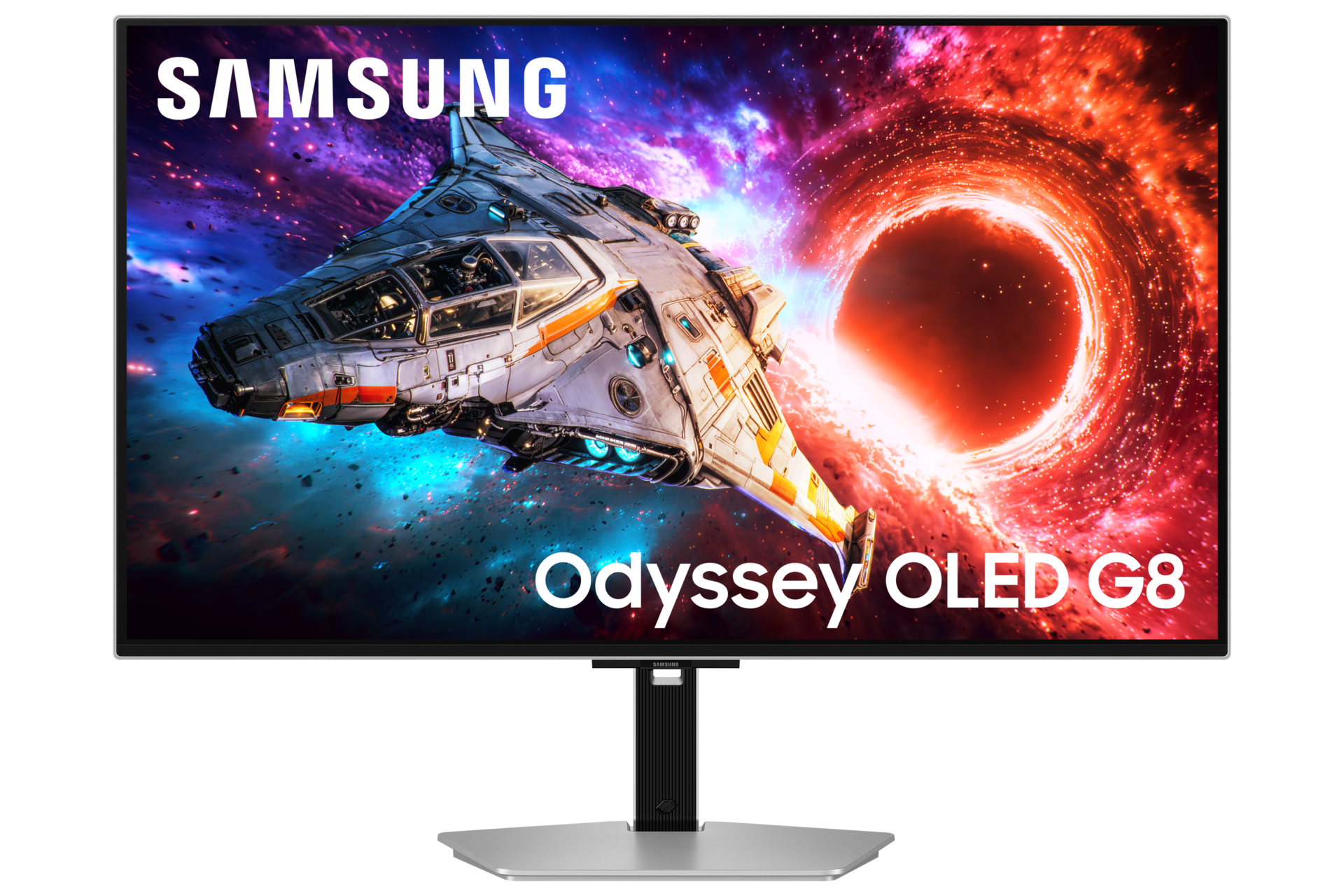 27/32 Inch Odyssey OLED G8 G80SH 4K 240Hz Gaming Monitor Front2 Silver 
