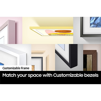 A variety of customizable bezels are fitted on The Frame. 