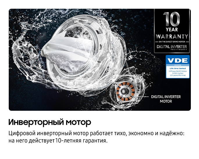 7 КГ Стиральная машина Узкая Ecobubble Белый