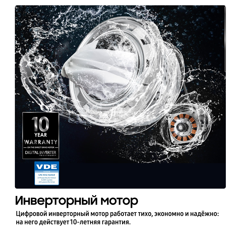 7 КГ Стиральная машина Узкая Ecobubble Белый