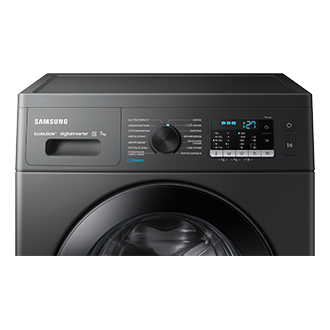 7kg WW5100A Front load Washer and Dryers with EcoBubble™ and Super Speed WW70AK5S21 Front-Detail Refined Inox 