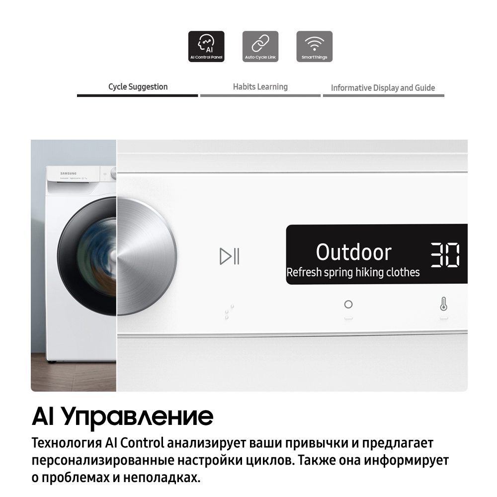 8 КГ Стиральная машина Узкая Ecobubble  WIFI Белый