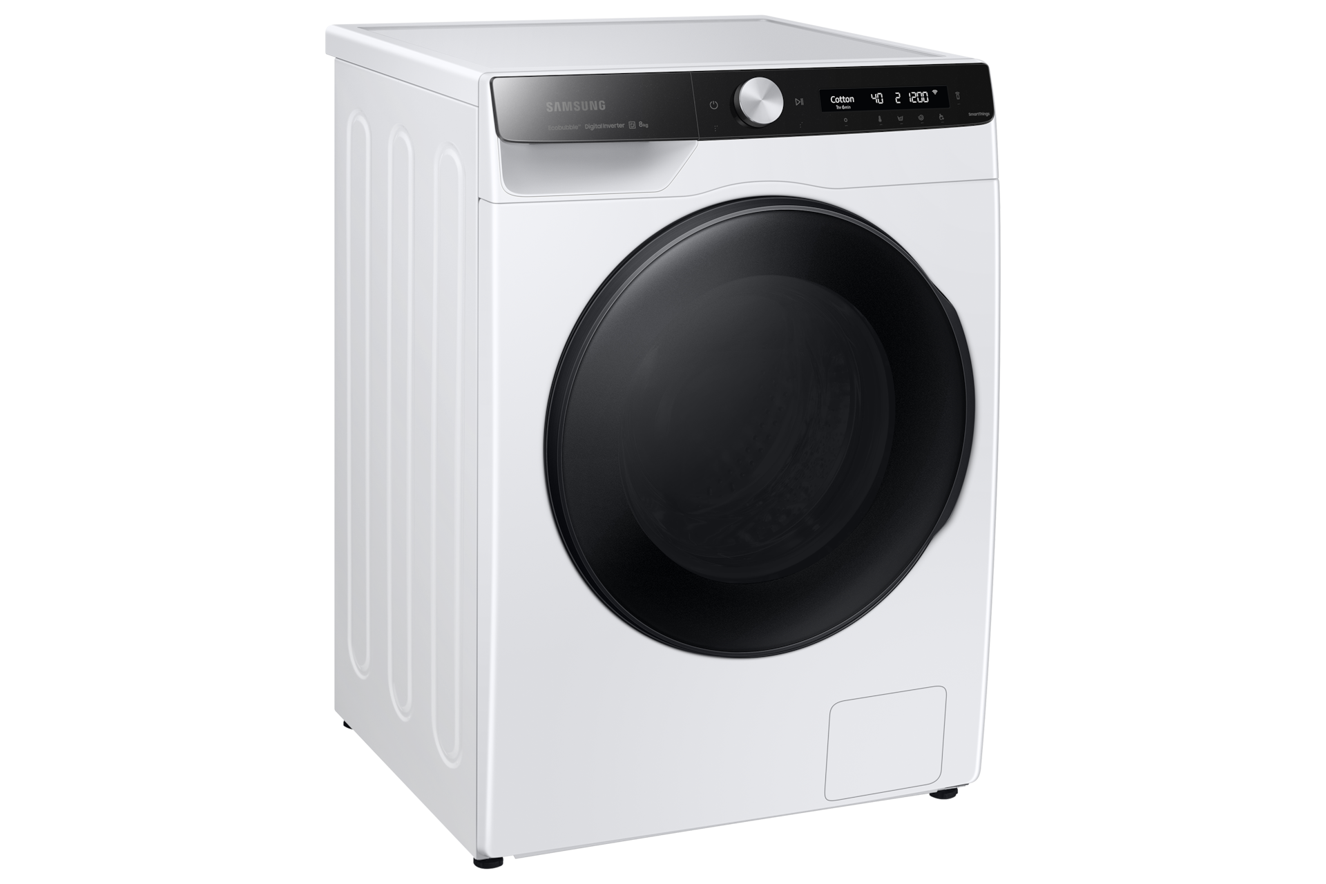 8kg WW6100A Front load Washer and Dryers with EcoBubble™ and AI Control WW80AK6L28 L-Perspective White 