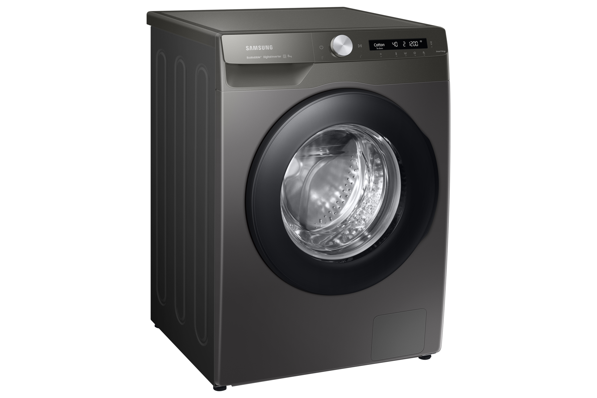 8kg WW6100A Front load Washer and Dryers with EcoBubble™ and AI Control WW80AK6S24 L-Perspective Refined Inox 