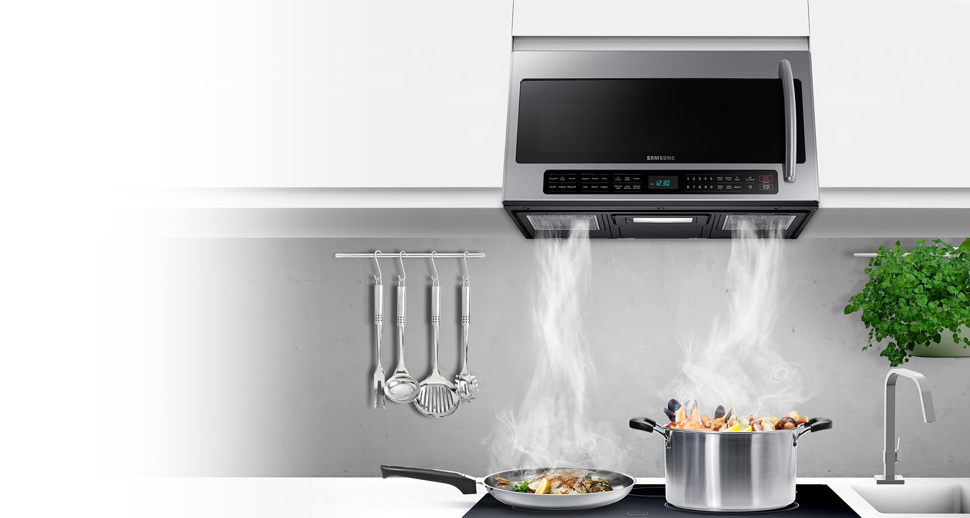 Microondas Samsung Negro ME21R7051SG/AA - Sistema de ventilación