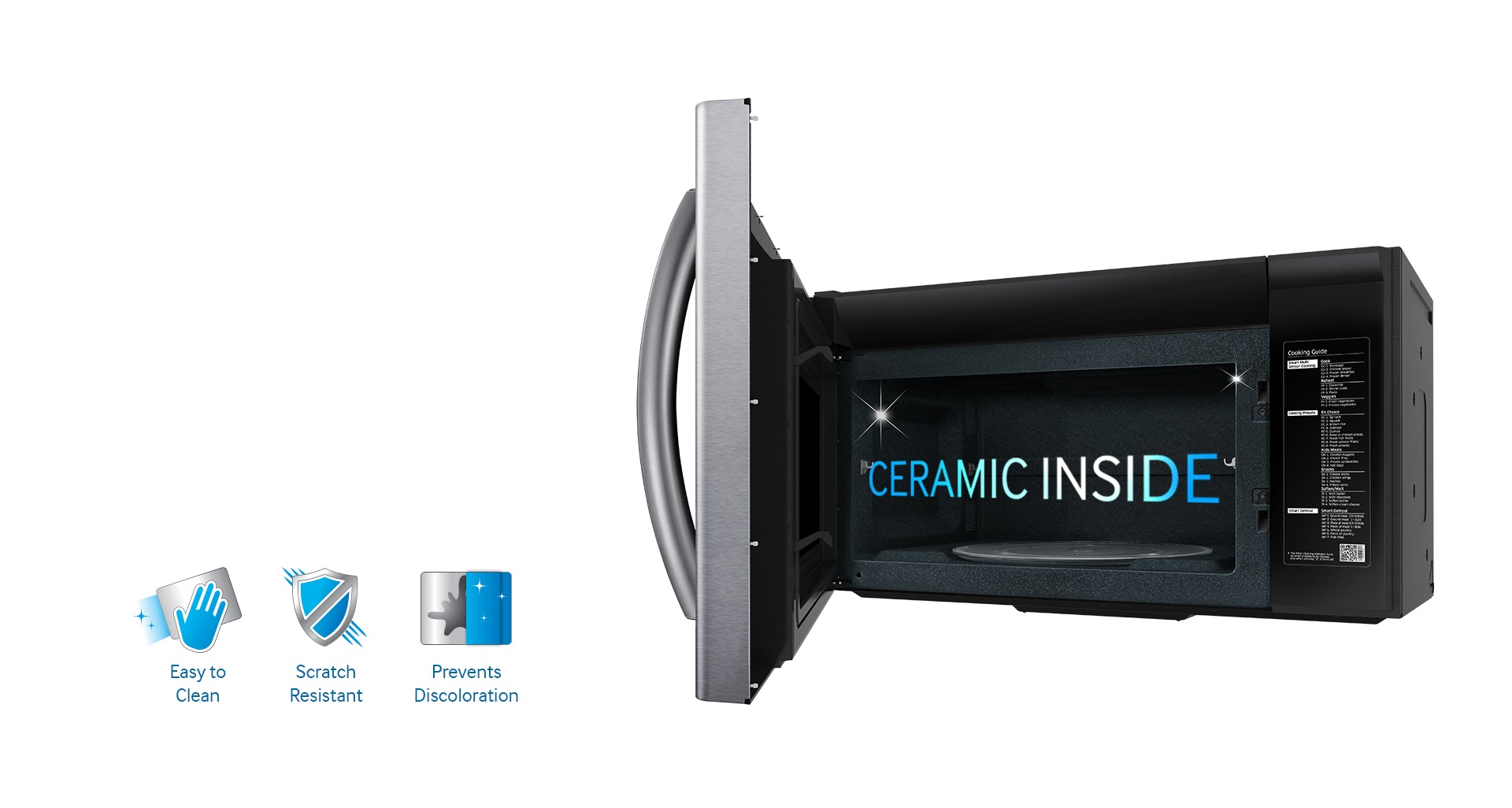 Microondas Samsung Negro ME21R7051SG/AA - Interior de cerámica