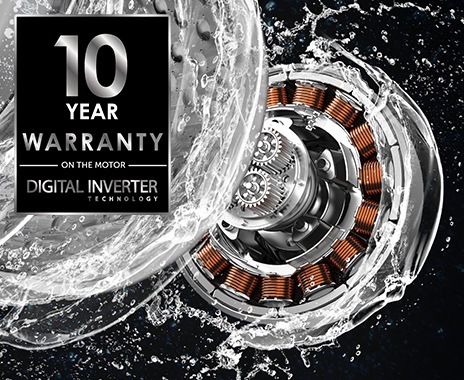 Digital Inverter Motor, drum and water stream spins fast. WA8800's warranty is 10 year.