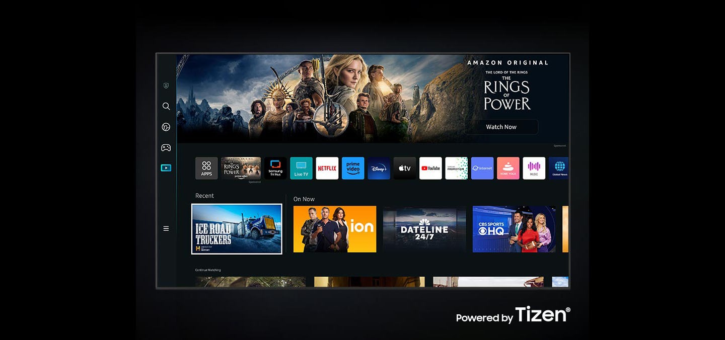 The new Smart Hub UI is displayed to show a wide variety of OTT services and content being serviced.