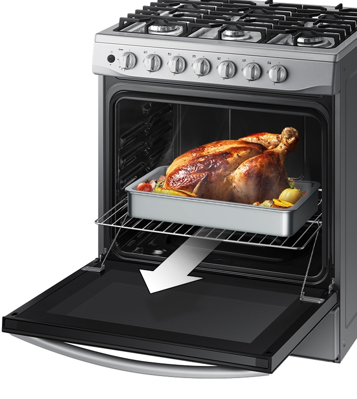 Samsung NX52T3310LV/AP Gas Stove Gray - Automatic Sliding Rack