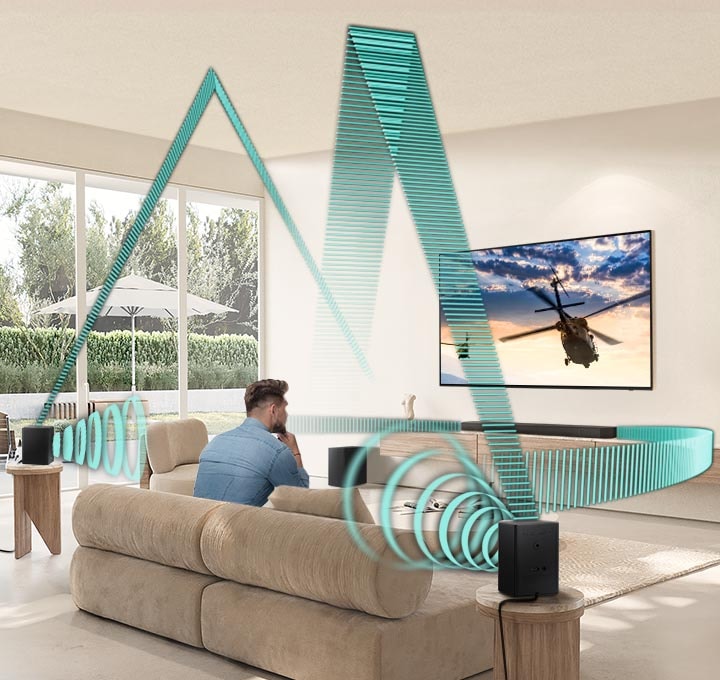 Sistema de sonido envolvente con altavoces traseros inalámbricos