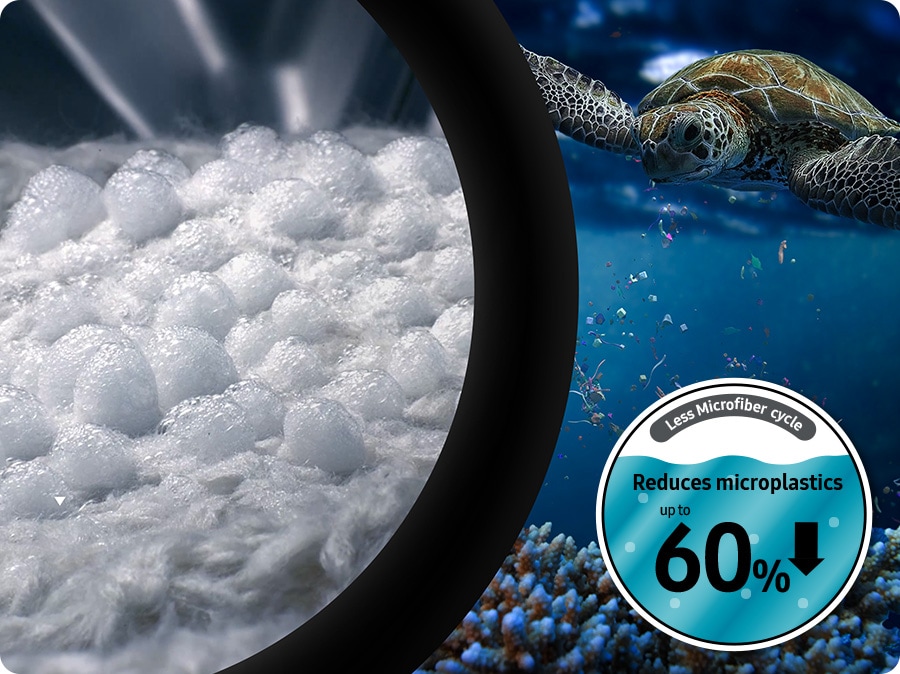 The ‘Less Microfiber cycle' course reduces microplastics up to 60%. This is to prevent ocean pollution.
