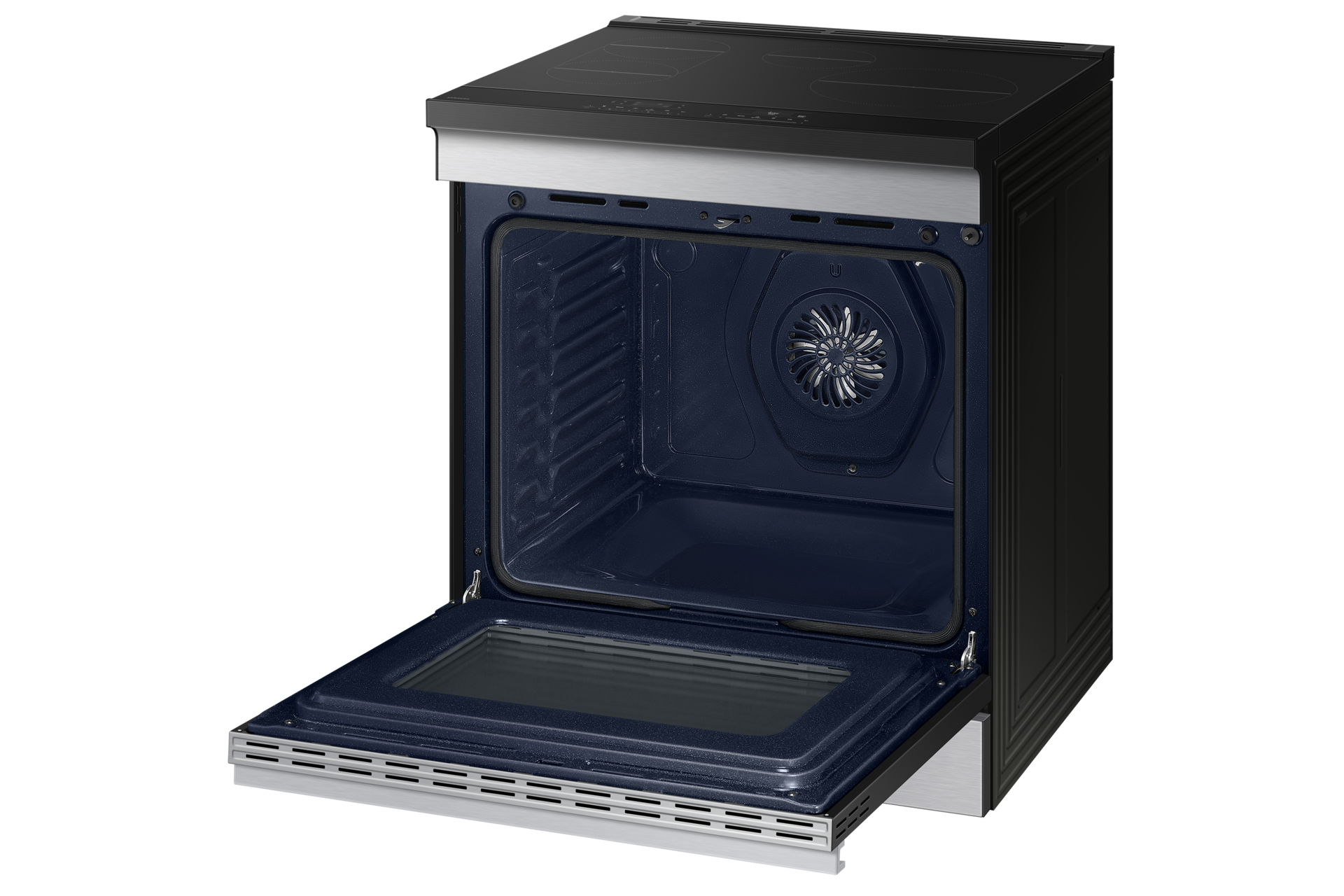 NE9000D Electric Range with  Ambient Edge Lighting Side-Perspective1 Stainless Steel 