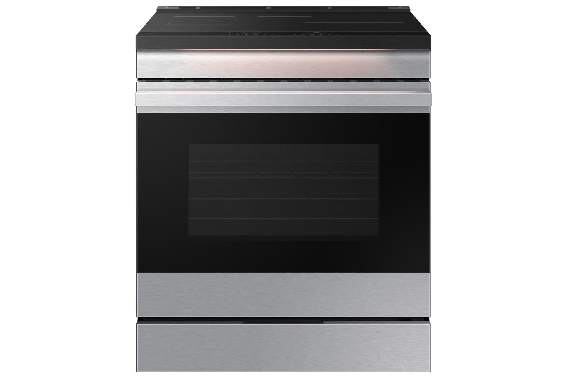 NE9000D Electric Range with  Ambient Edge Lighting Front-Lighting-On Stainless Steel 