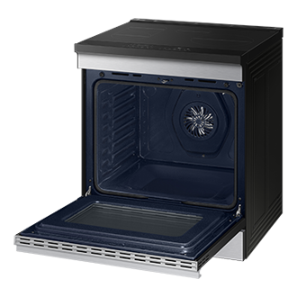 NE9000D Electric Range with  Ambient Edge Lighting Side-Perspective1 Stainless Steel 