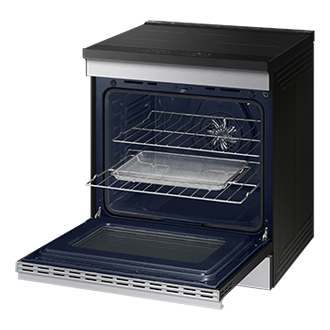 NE9000D Electric Range with  Ambient Edge Lighting Side-Perspective2 Stainless Steel 
