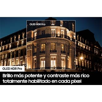 La tecnología "OLED HDR Pro" revela reflejos brillantes y detalles ocultos que hacen que los intrincados diseños de un edificio cobren vida.