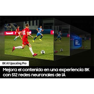 El procesador Samsung NQ8 AI Gen3 funciona detrás de escena para optimizar los detalles de un partido de fútbol con gran claridad.