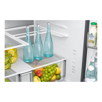 French Door Zero clearance fit with SpaceMax 28.5 cu.ft Slide-in-Shelf-Food Silver 