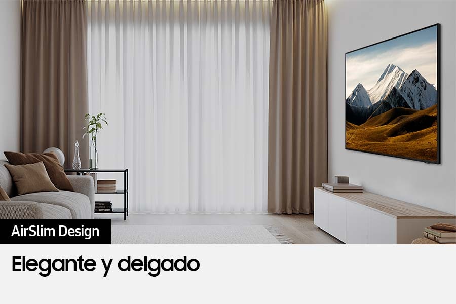 Crystal UHD DU8000 muestra una imagen con campos marrones y montañas nevadas en la sala de estar