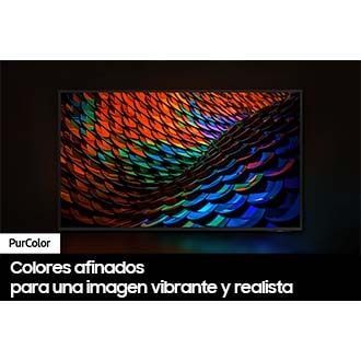 El televisor Samsung Crystal UHD muestra una imagen con un diseño brillantemente colorido.