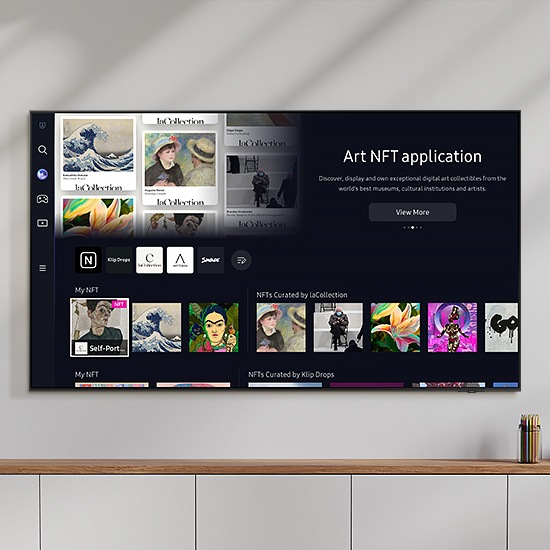 Art NFT platform UI is on display on the Neo QLED TV.