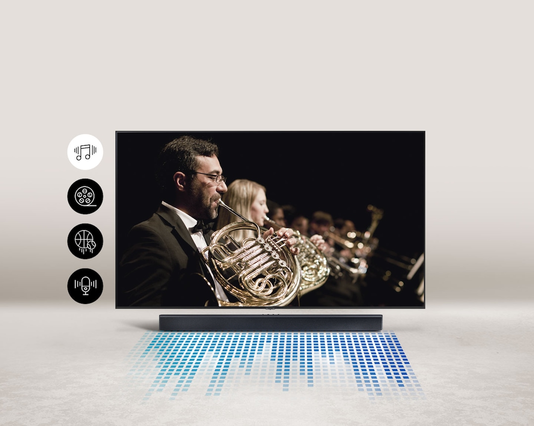 La barra optimiza el sonido para orquesta, acción, deportes y noticias