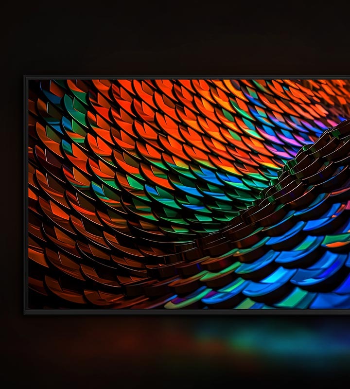 Crystal UHD TV with a brilliantly colorful design displayed.