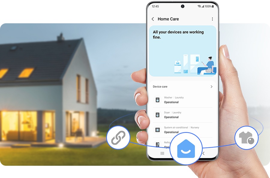 A person is using the SmartThings Home care and takes care of the operation of the device.