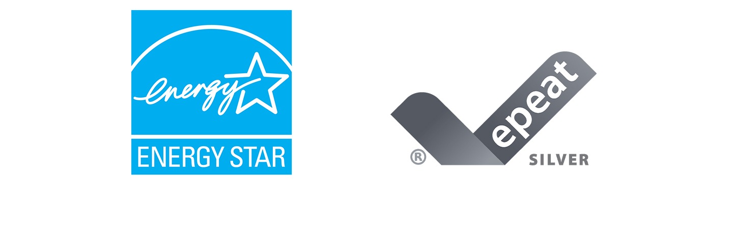 The image shows two environmental certification logos on a white background: the Energy Star logo on the left and the EPEAT Silver logo on the right.